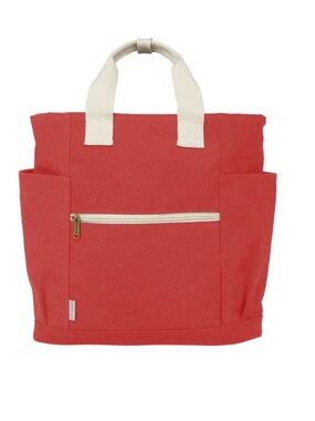 Birdling Backpacker Canvas Tote Bag with Front Pocket - red